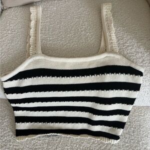 Altar'd State Black and Cream Striped Tank Top